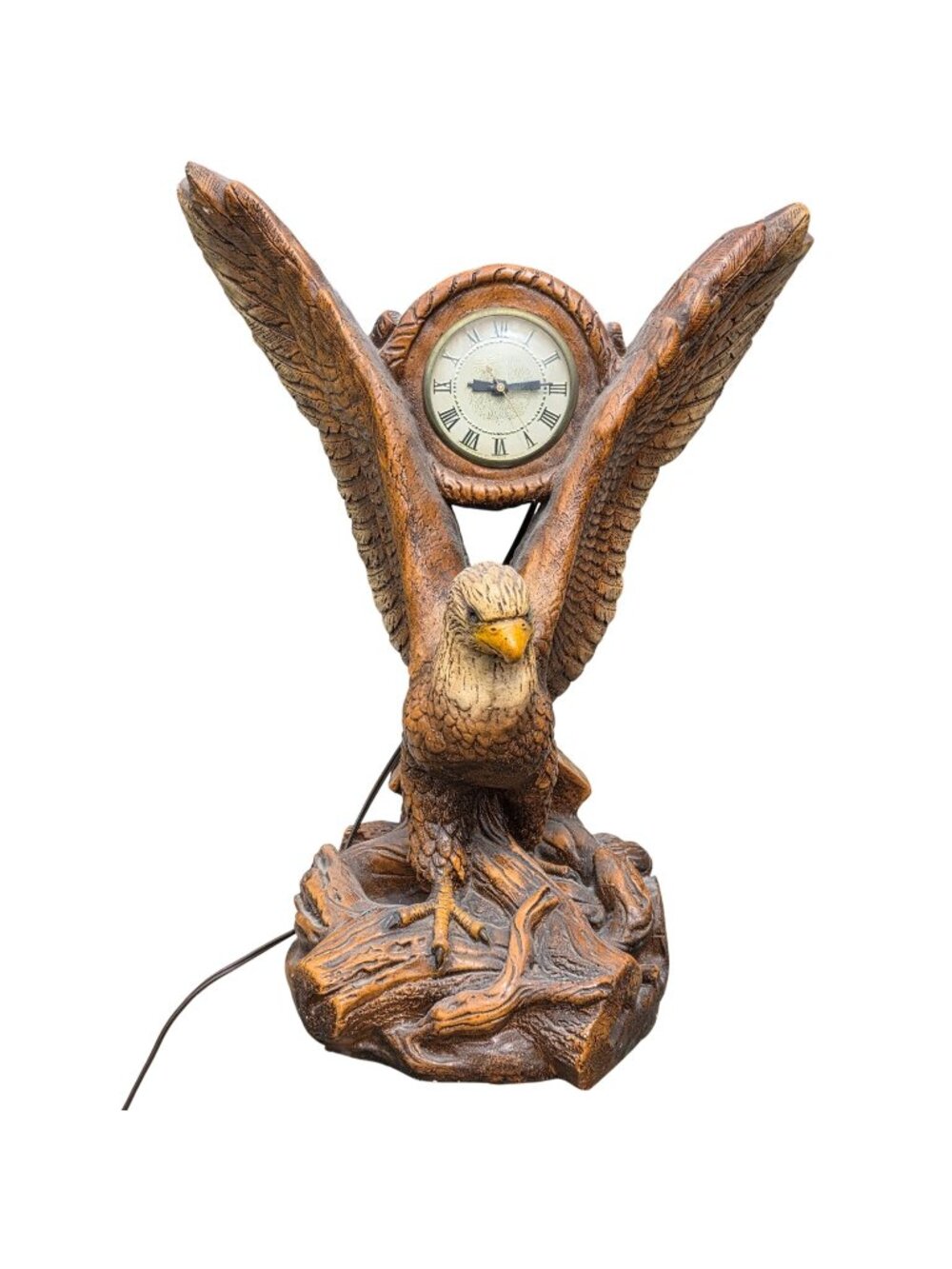 Lanshire Chicago Eagle Chalkware Clock Movement Brown Electric Brown Clock untes